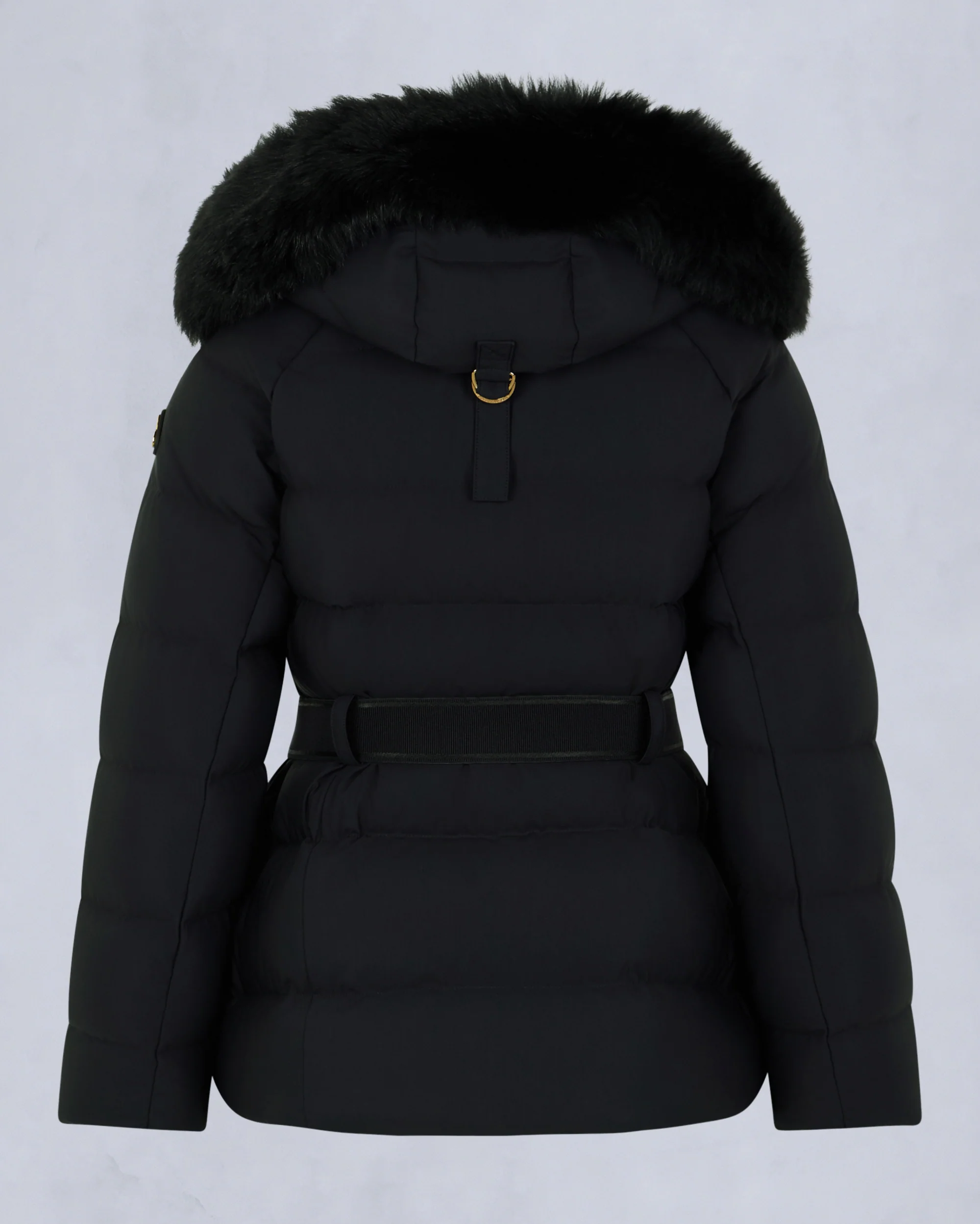 GOLD SERIES NYLUXE CAMBRIA SHEARLING TRIM JACKET-BLACK/BLACK - Image 5