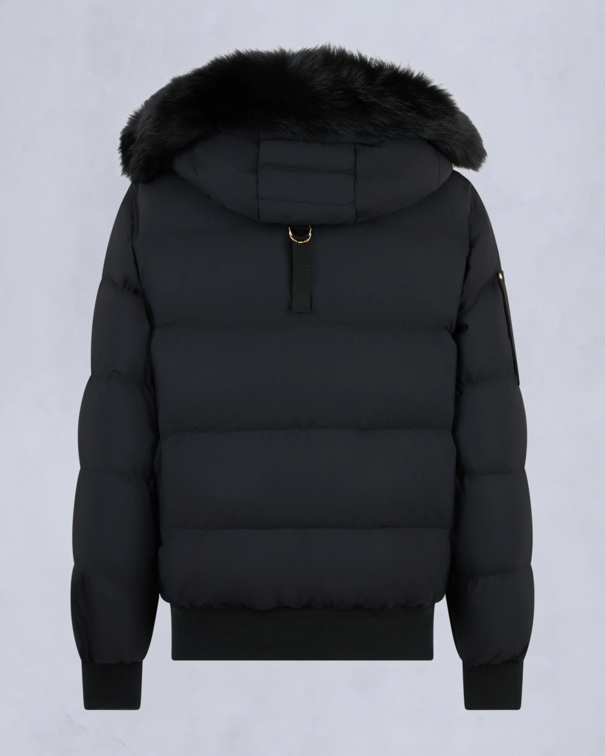 GOLD SERIES NYLUXE STAGG SHEARLING TRIM BOMBER-BLACK/BLACK - Image 5