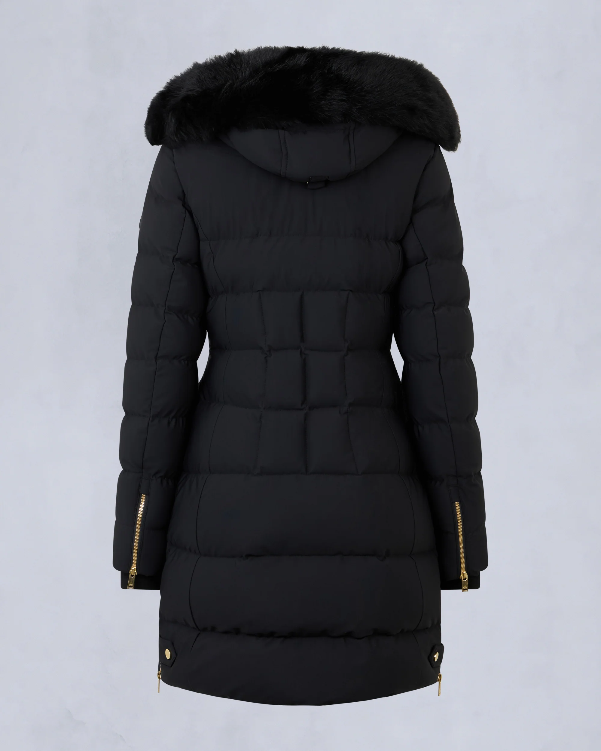 GOLD SERIES NYLUXE WATERSHED SHEARLING TRIM PARKA-BLACK/BLACK - Image 5