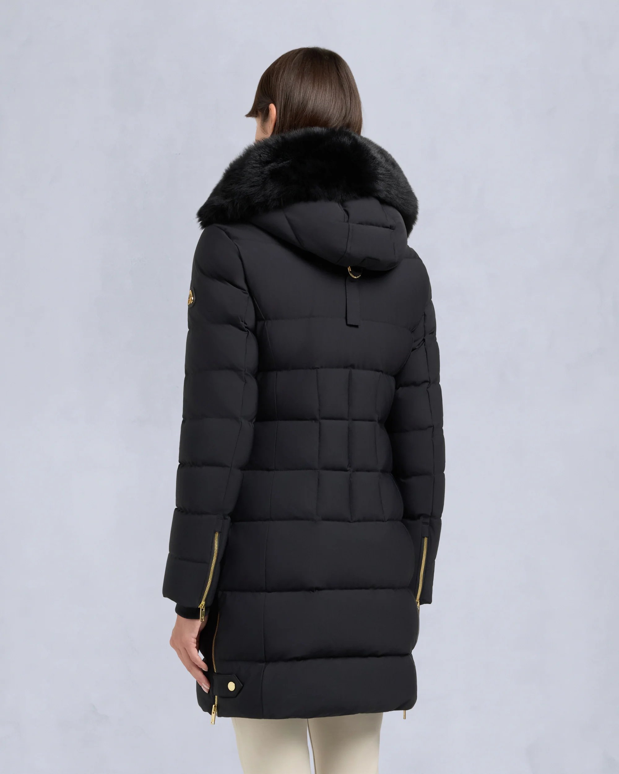 GOLD SERIES NYLUXE WATERSHED SHEARLING TRIM PARKA-BLACK/BLACK - Image 8