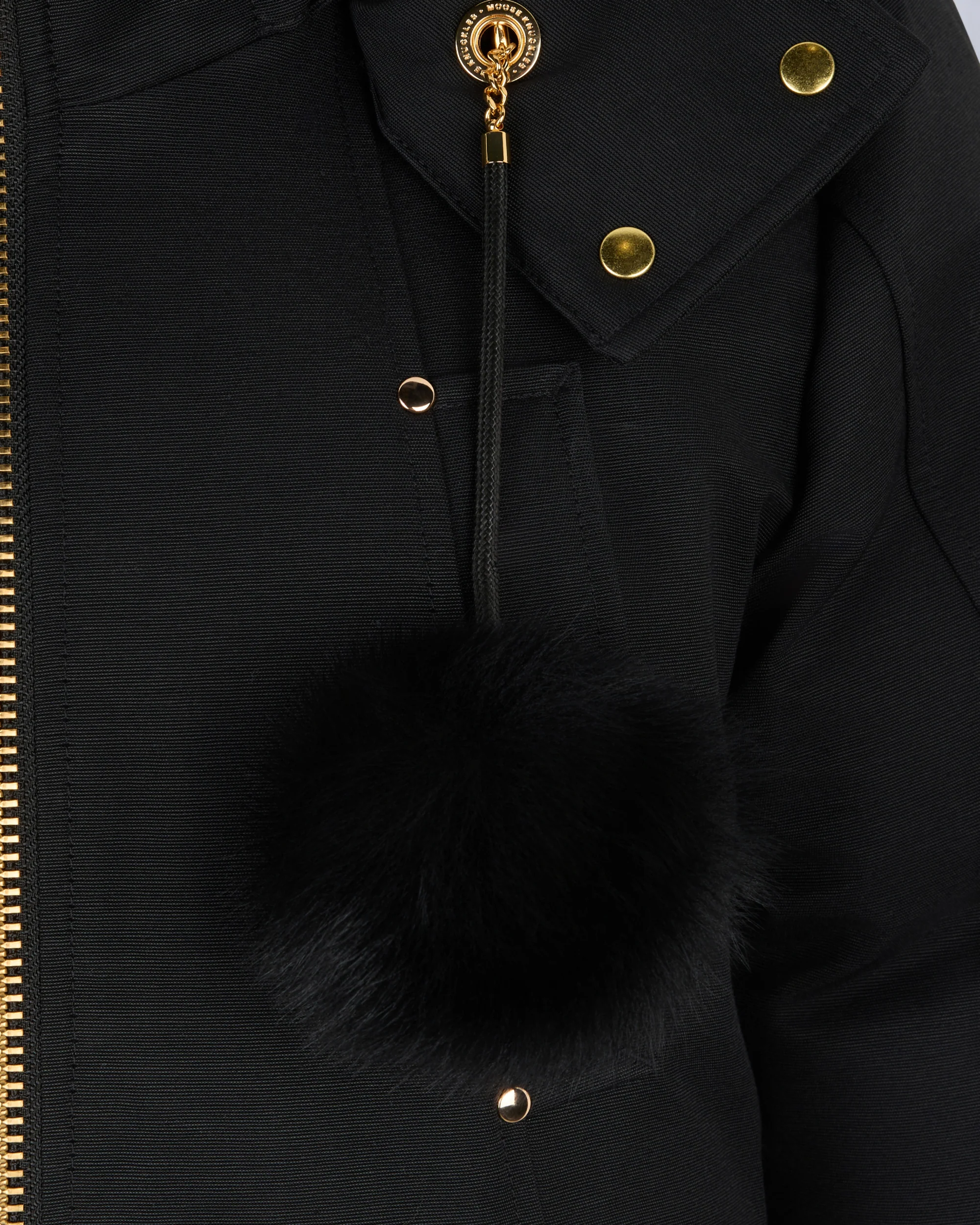 GOLD SERIES ORIGINAL SAINTE FLAVIE SHEARLING TRIM BOMBER JACKET-BLACK/BLACK - Image 4