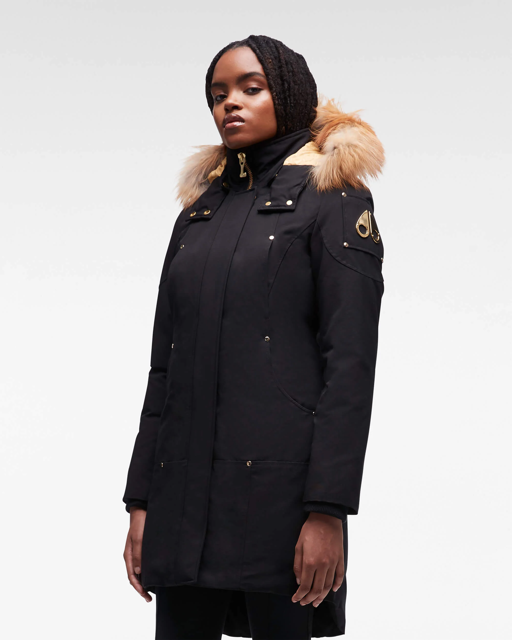 GOLD STIRLING PARKA FUR-BLACK W/ GOLD