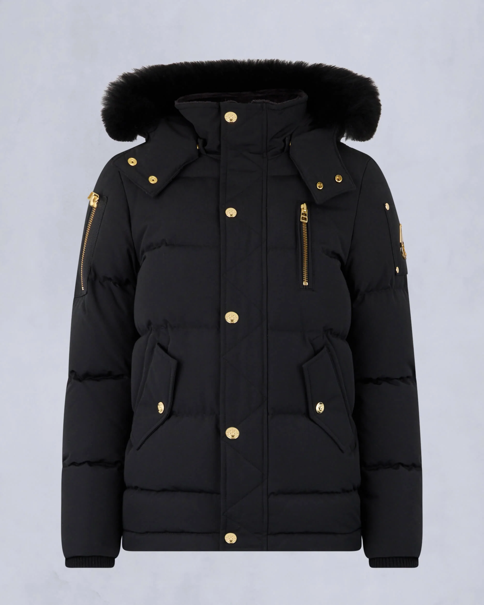 KIDS  UNISEX ORIGINAL GOLD SERIES SHEARLING TRIM 3Q JACKET-BLACK/BLACK - Image 6