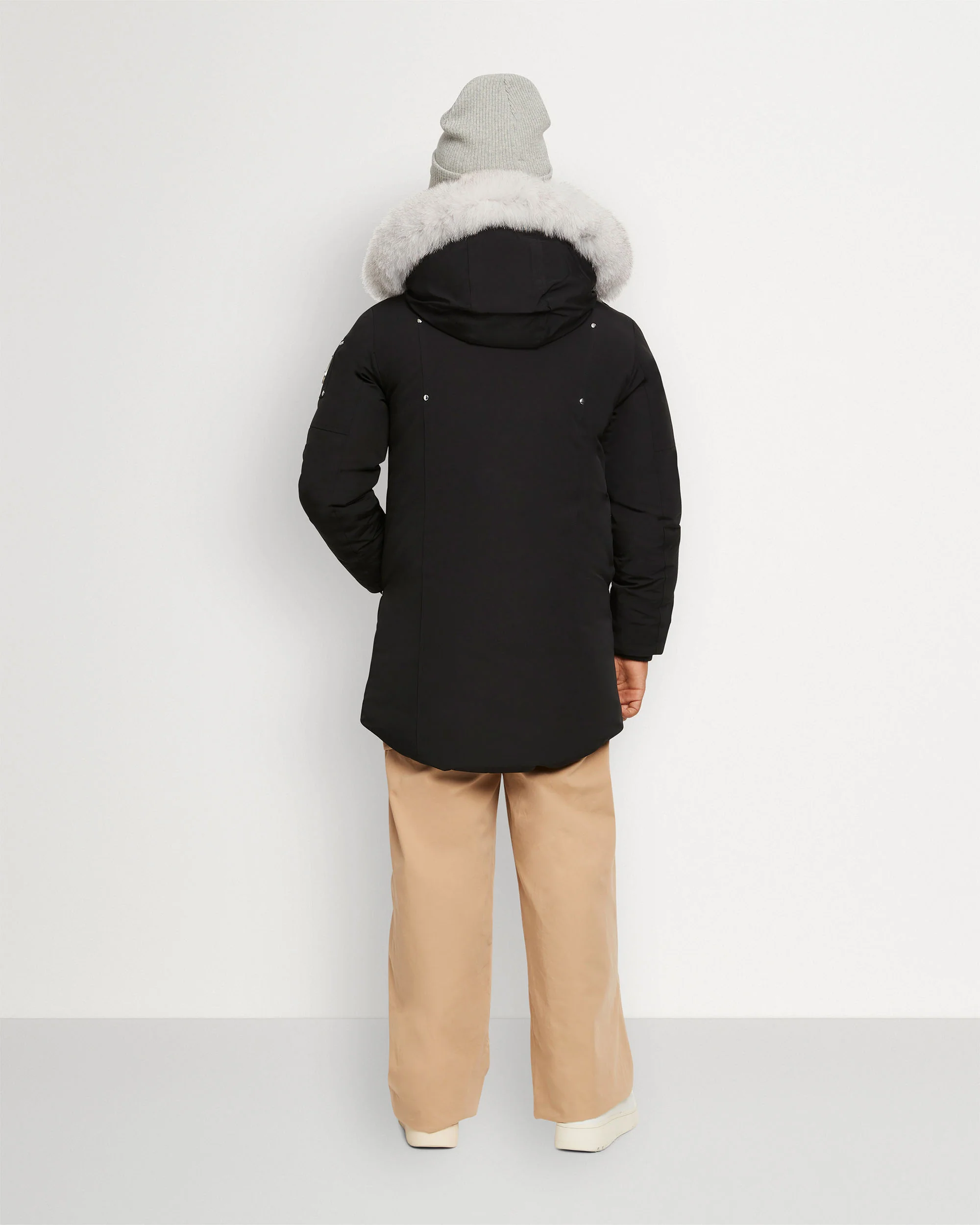KIDS UNISEX ORIGINAL SHEARLING TRIM PARKA-BLACK/NATURAL - Image 3