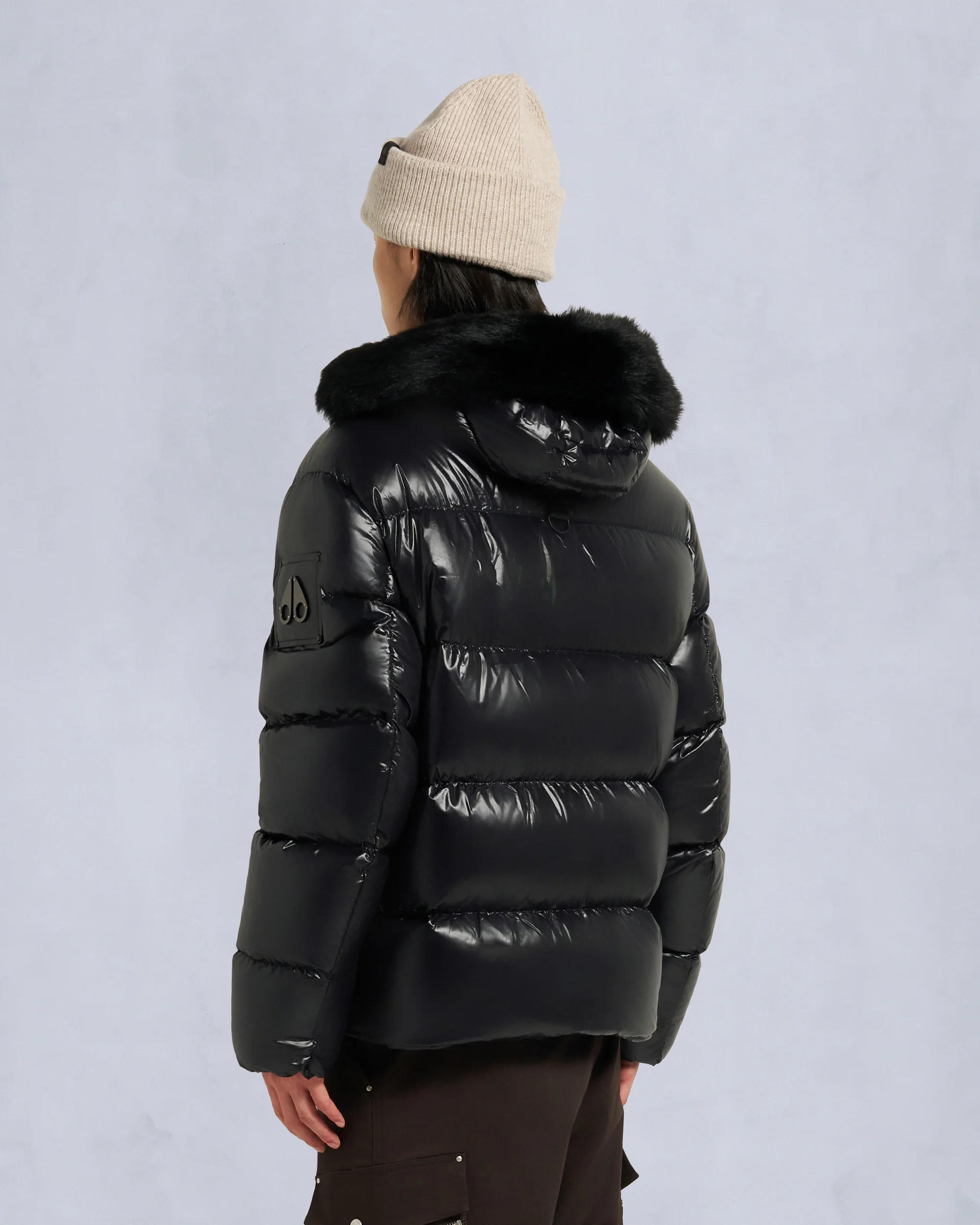 KINGS PUFFER SHEARLING TRIM JACKET-BLACK/BLACK - Image 3