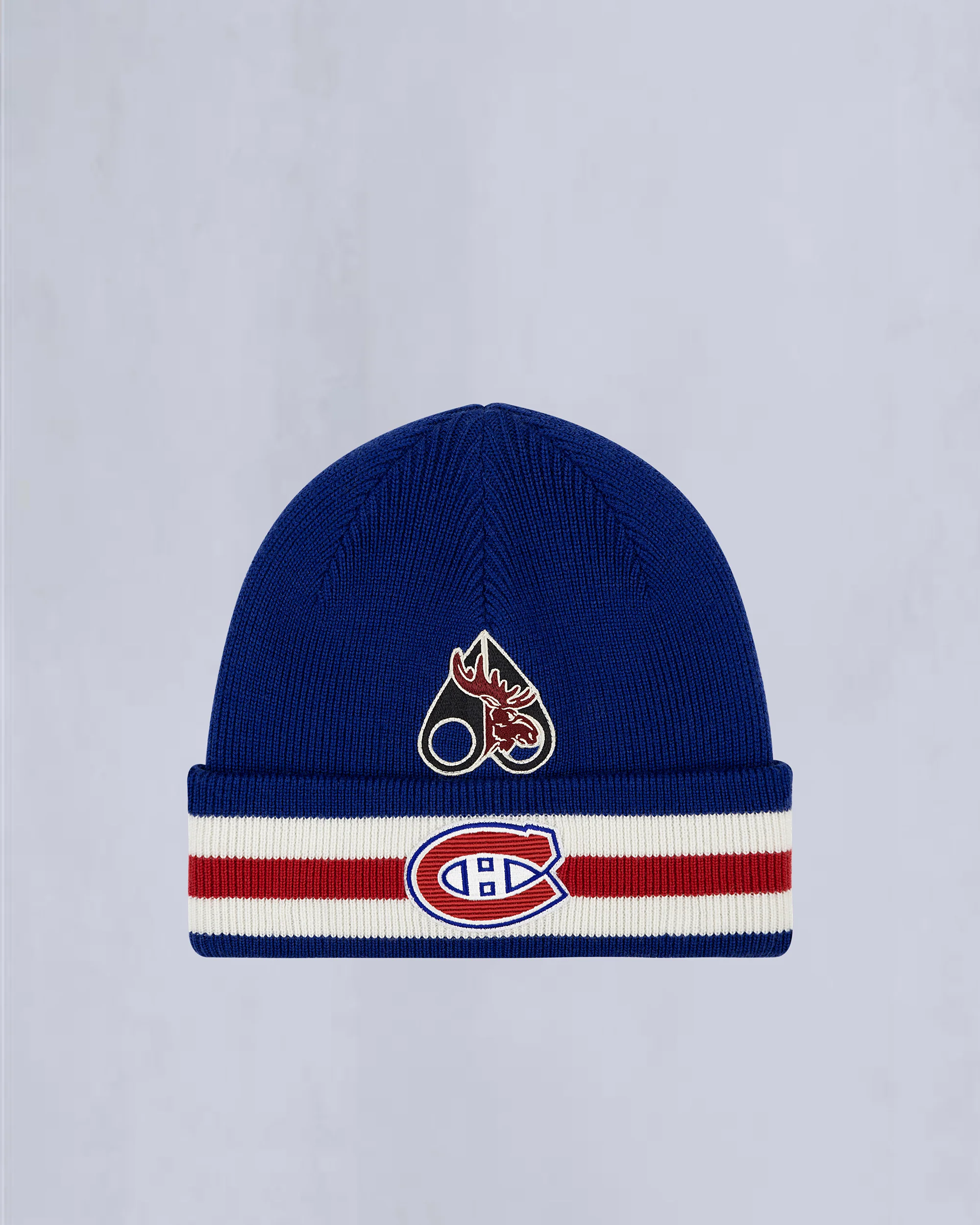 NHL X MOOSE KNUCKLES CANADIENS BEANIE-BLUE/RED/BONE - Image 3