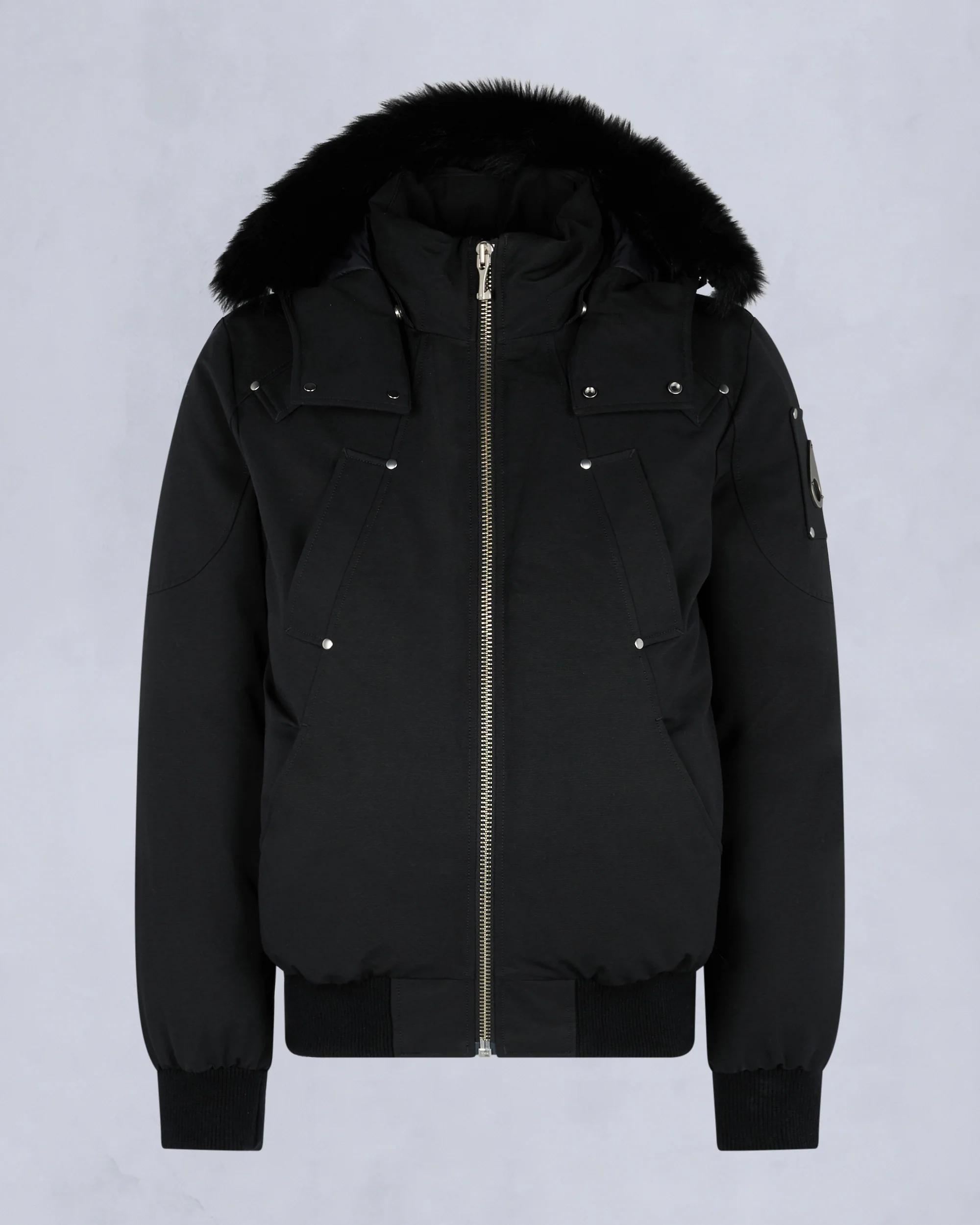 ORIGINAL BALLISTIC SHEARLING TRIM BOMBER JACKET-BLACK/BLACK - Image 7