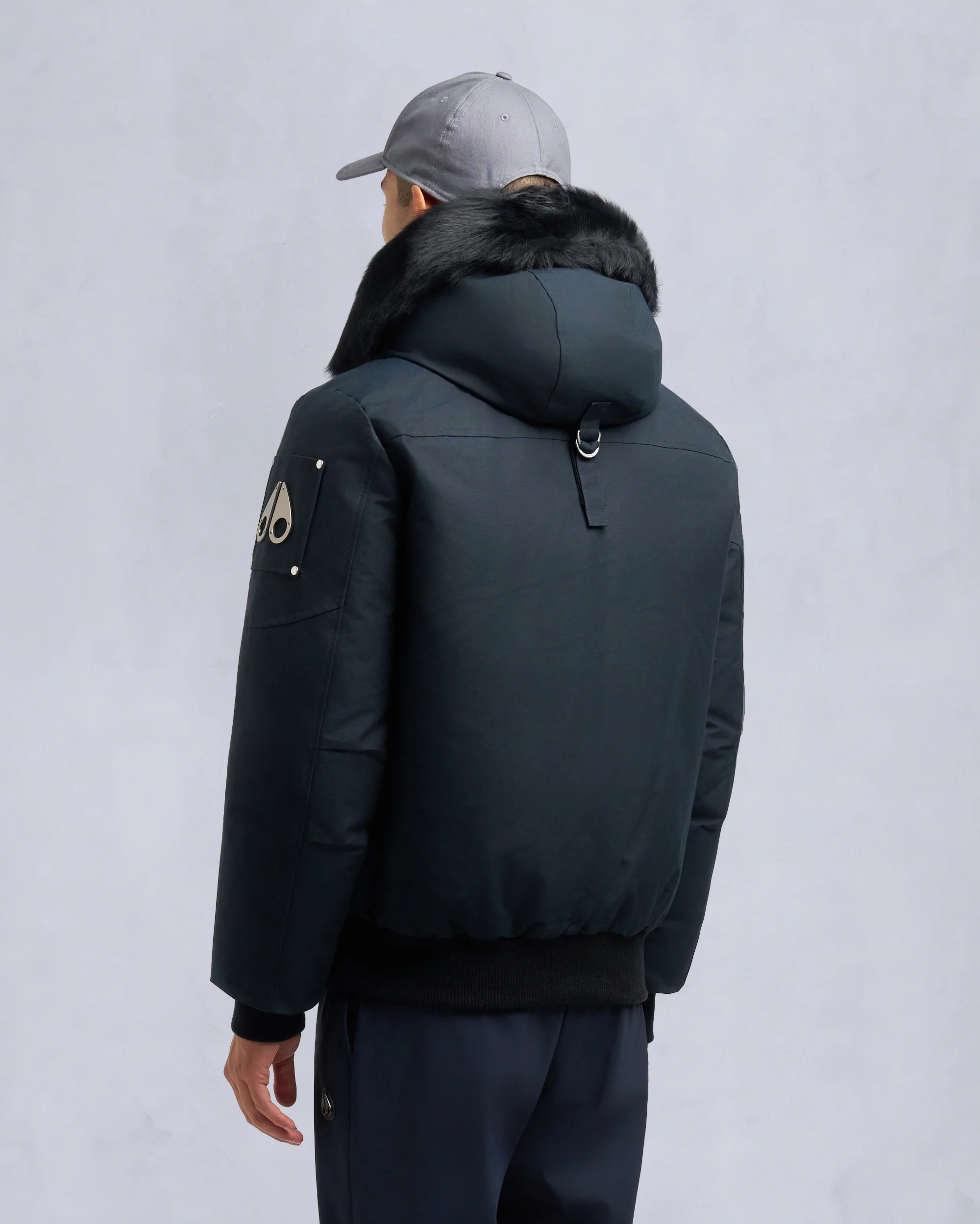ORIGINAL BALLISTIC SHEARLING TRIM BOMBER JACKET-NAVY/BLACK - Image 3