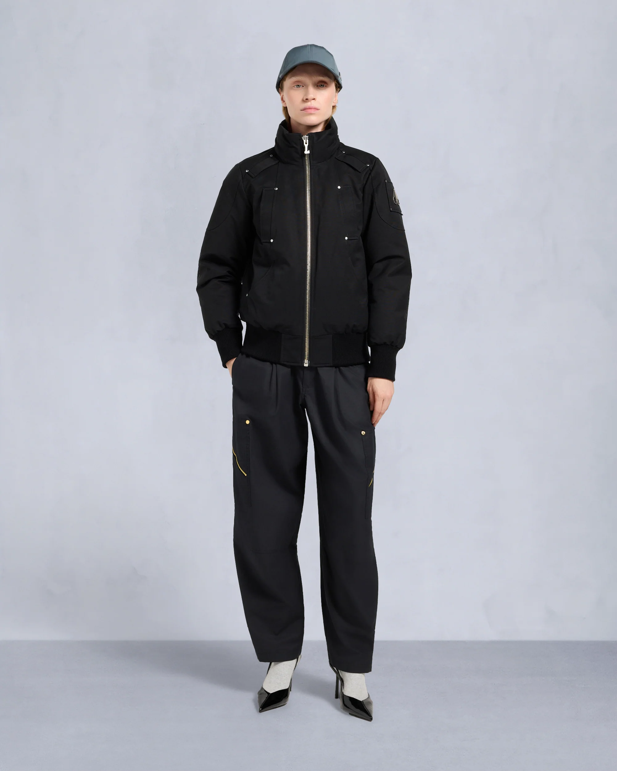 ORIGINAL DEBBIE SHEARLING TRIM BOMBER JACKET-BLACK/NATURAL - Image 7