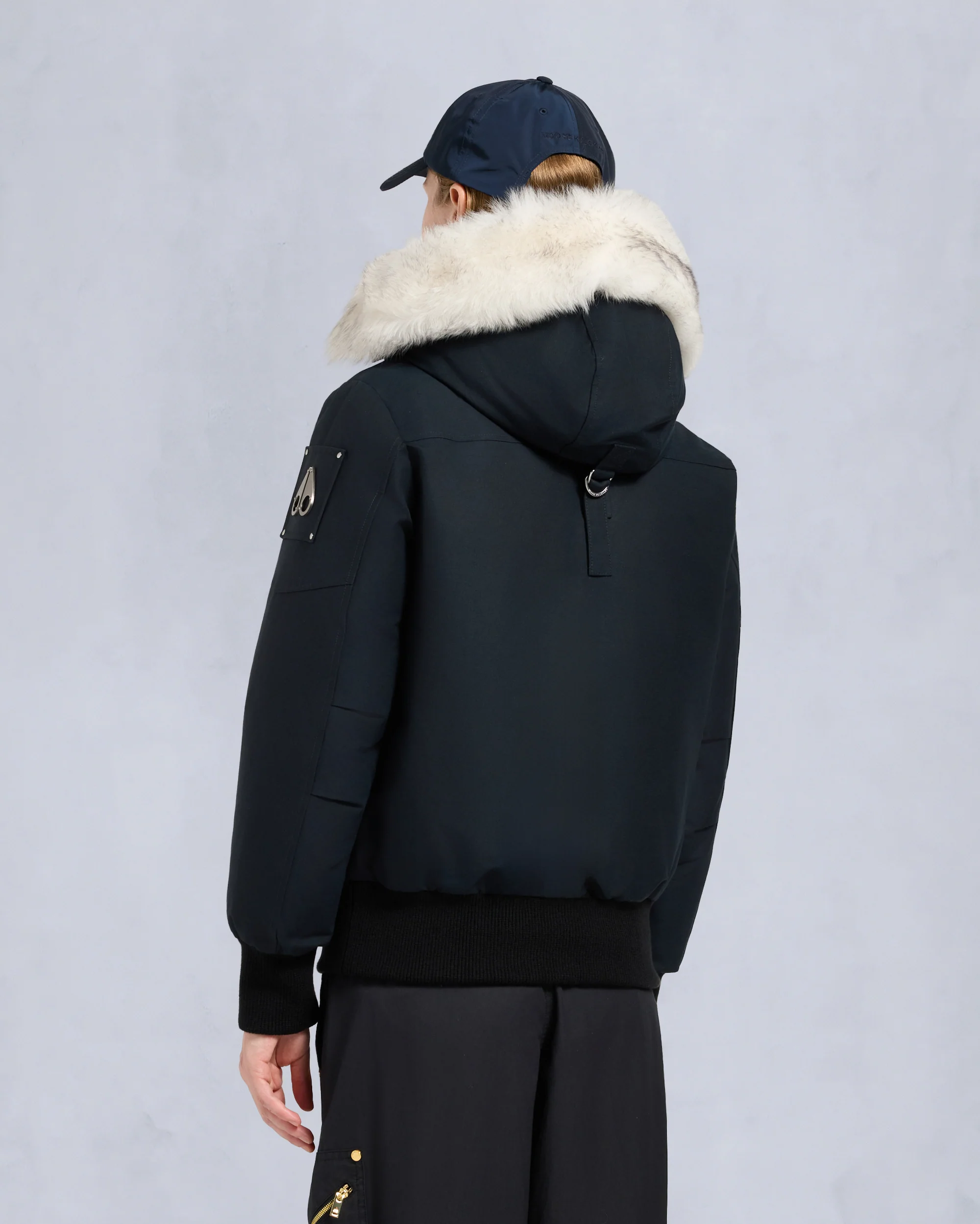 ORIGINAL DEBBIE SHEARLING TRIM BOMBER JACKET-NAVY/NATURAL - Image 3