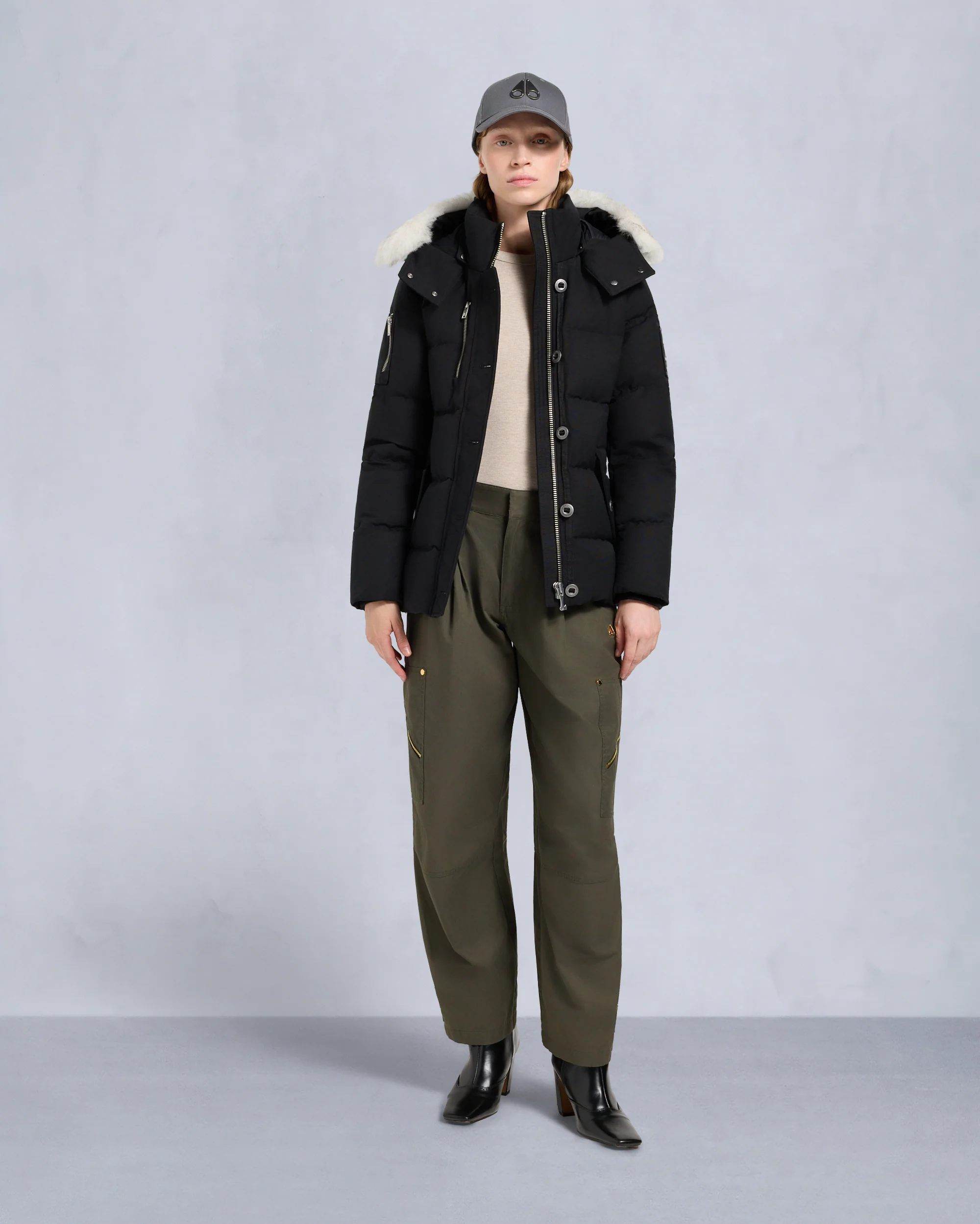 ORIGINAL SHEARLING TRIM 3Q JACKET-BLACK/NATURAL