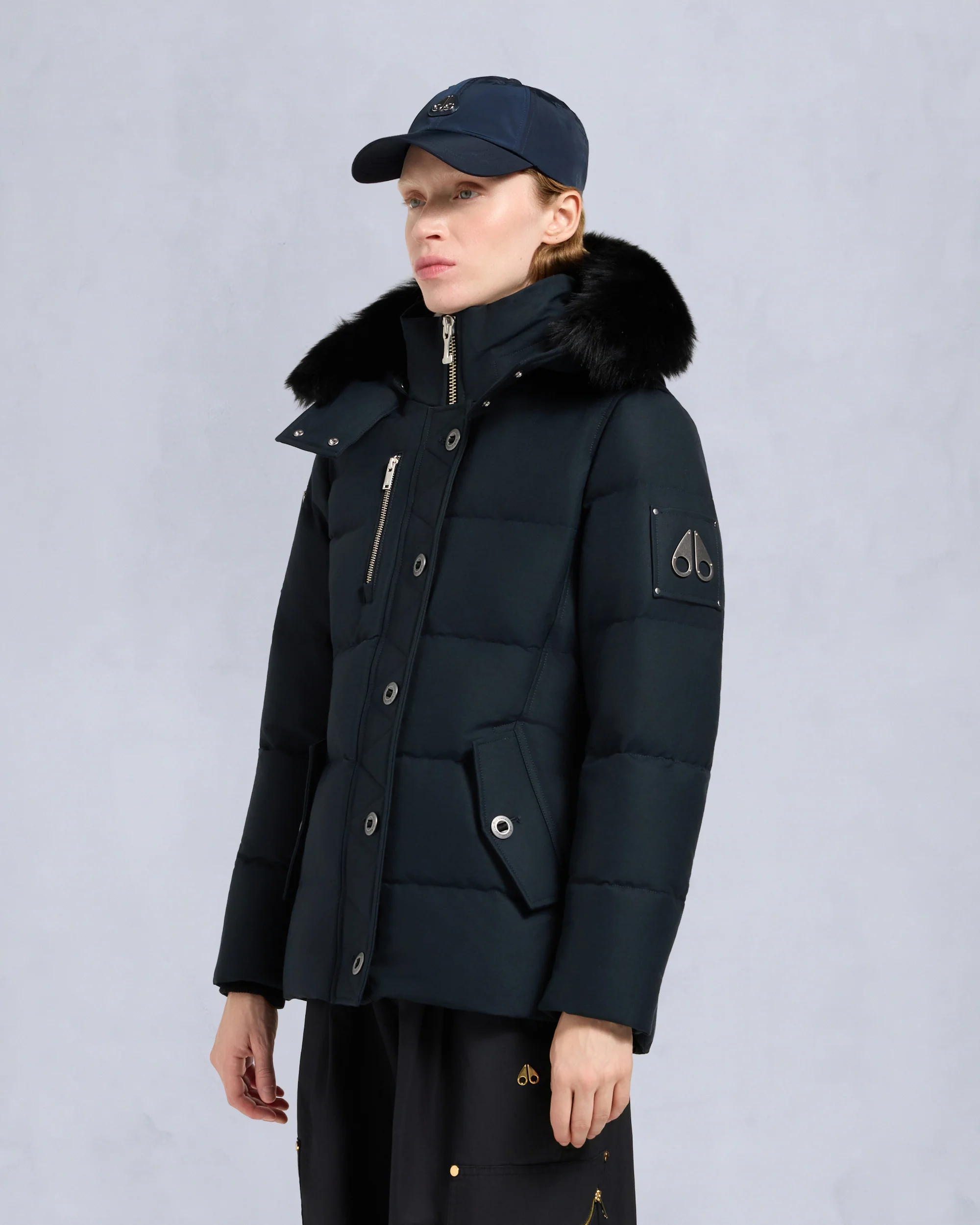 ORIGINAL SHEARLING TRIM 3Q JACKET-NAVY/BLACK - Image 2