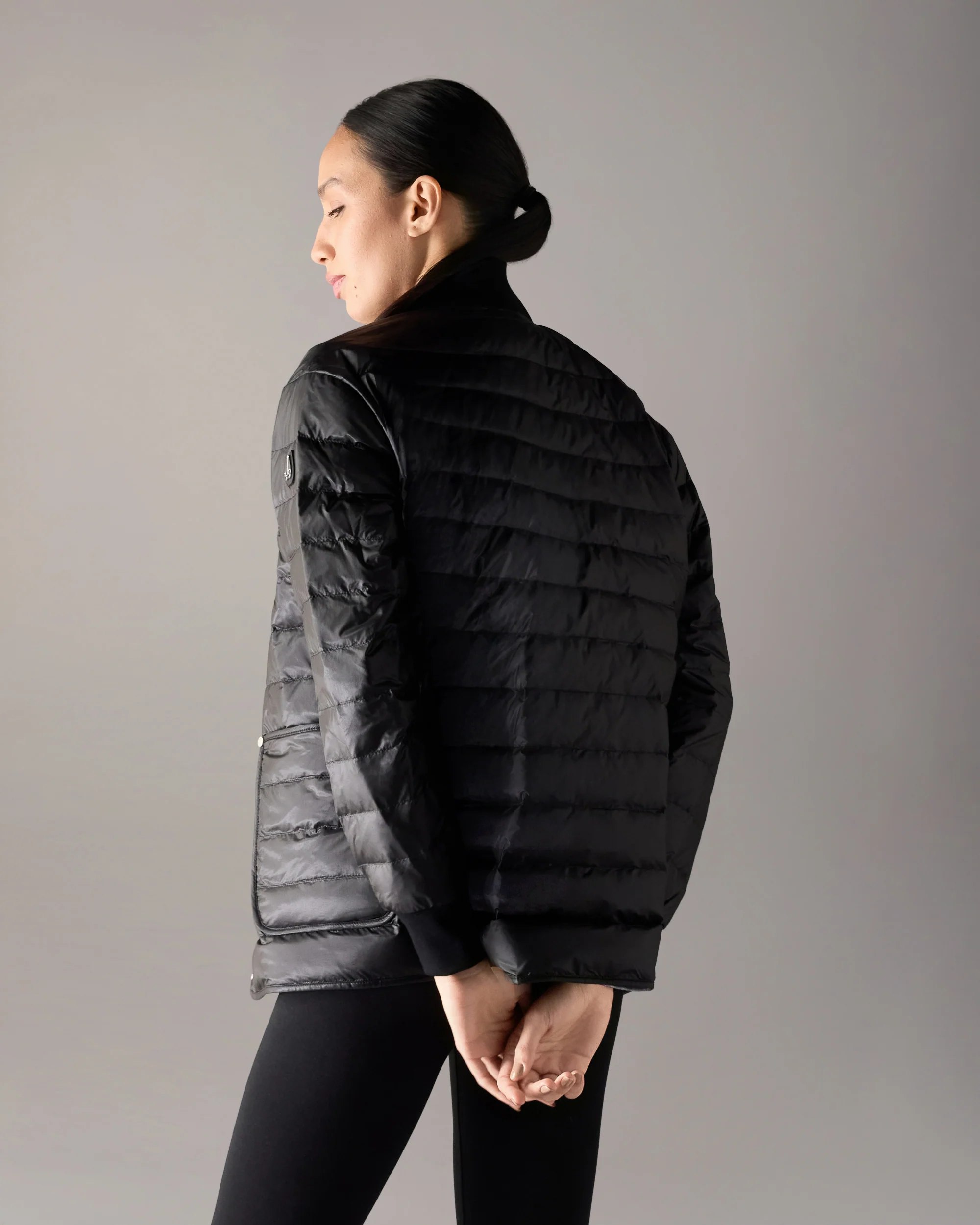 TRANSIT LIGHTWEIGHT DOWN BOMBER JACKET-BLACK - Image 3